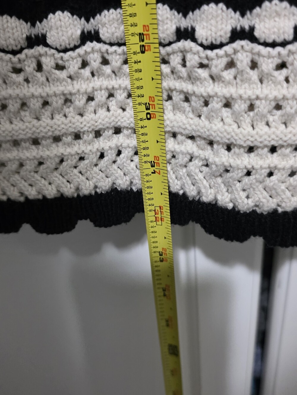 Sincerely Jules Black Cream Stripe Boho Crochet Chunky Knit Pull On Maxi Skirt - Picture 15 of 16